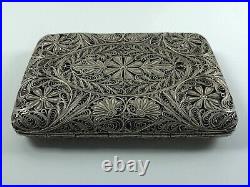 Vintage cigarette case Filigree card holder Silver snuff box Antique scan ORIGIN