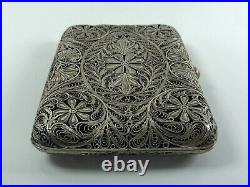 Vintage cigarette case Filigree card holder Silver snuff box Antique scan ORIGIN