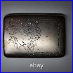 Vintage flapper girl cigarette business card case plated holder vintage fashion