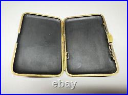 Vintage japanese damascene mount fuji silver & 24 kt inlaid small cigarette case