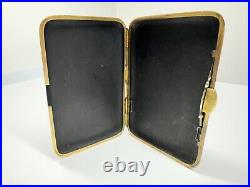 Vintage japanese damascene mount fuji silver & 24 kt inlaid small cigarette case