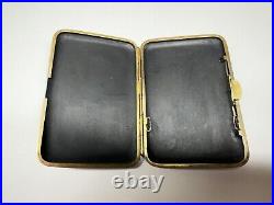 Vintage japanese damascene mount fuji silver & 24 kt inlaid small cigarette case