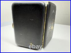 Vintage japanese damascene mount fuji silver & 24 kt inlaid small cigarette case