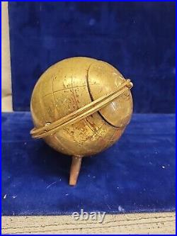 Vintage mid century modern brass globe stand cigarette dispenser holder ashtray