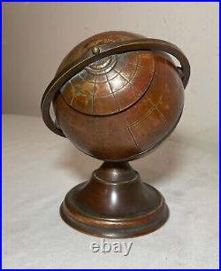 Vintage mid century modern brass globe stand cigarette dispenser holder ashtray