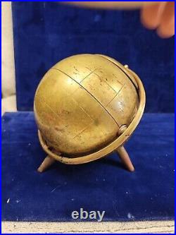 Vintage mid century modern brass globe stand cigarette dispenser holder ashtray