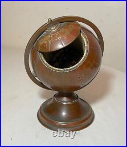 Vintage mid century modern brass globe stand cigarette dispenser holder ashtray