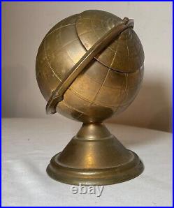 Vintage mid century modern brass globe stand cigarette dispenser holder ashtray