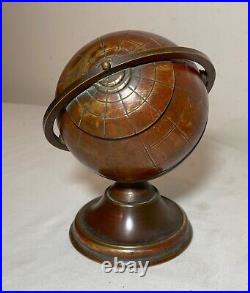 Vintage mid century modern brass globe stand cigarette dispenser holder ashtray