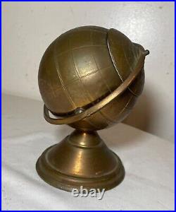 Vintage mid century modern brass globe stand cigarette dispenser holder ashtray