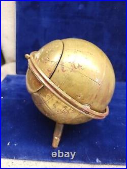 Vintage mid century modern brass globe stand cigarette dispenser holder ashtray