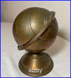 Vintage mid century modern brass globe stand cigarette dispenser holder ashtray