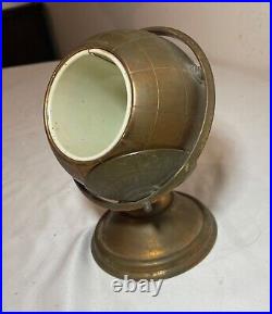 Vintage mid century modern brass globe stand cigarette dispenser holder ashtray