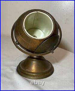 Vintage mid century modern brass globe stand cigarette dispenser holder ashtray