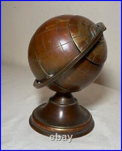 Vintage mid century modern brass globe stand cigarette dispenser holder ashtray