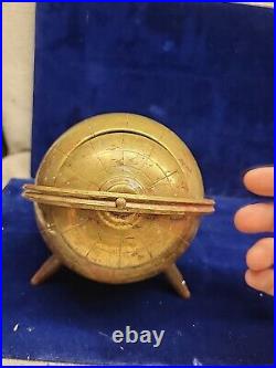 Vintage mid century modern brass globe stand cigarette dispenser holder ashtray