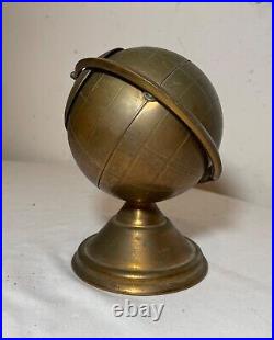 Vintage mid century modern brass globe stand cigarette dispenser holder ashtray