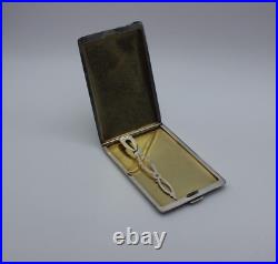 Vintage sterling silver snap shut engine turned cigarette card vesta case