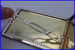 Vintage sterling silver snap shut engine turned cigarette card vesta case