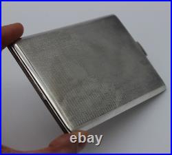 Vintage sterling silver snap shut engine turned cigarette card vesta case