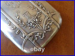 Vtg Antique Art Nouveau Style German Cigarette Case Box Holder Marked Silver 800