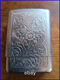 Vtg Park Industries Aluminum Slide Top Cigarette Case & Matching Zippo Lighter