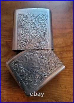 Vtg Park Industries Aluminum Slide Top Cigarette Case & Matching Zippo Lighter