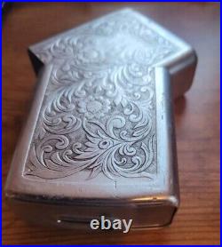 Vtg Park Industries Aluminum Slide Top Cigarette Case & Matching Zippo Lighter