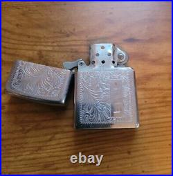 Vtg Park Industries Aluminum Slide Top Cigarette Case & Matching Zippo Lighter