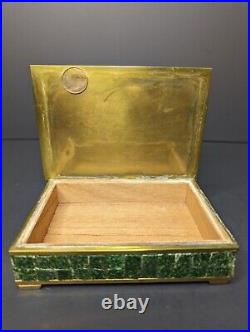 Vtg midcentury brass Mosaic glass tile Mexico cigarette box Aztec ashtray lot