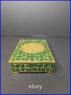 Vtg midcentury brass Mosaic glass tile Mexico cigarette box Aztec ashtray lot