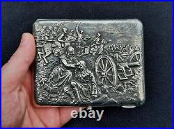 WW1 Antique 1910s Russian Cigarette Case Silver 84 Sterling Vintage Weight 303gr