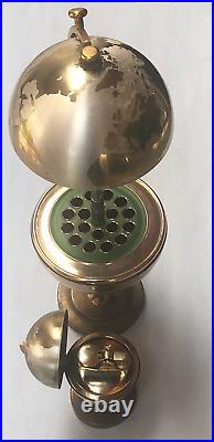 World Globe Cigarette Dispenser & Lighter Set Gold Tone Mid Century Vintage