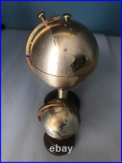 World Globe Cigarette Dispenser & Lighter Set Gold Tone Mid Century Vintage