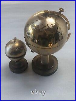 World Globe Cigarette Dispenser & Lighter Set Gold Tone Mid Century Vintage