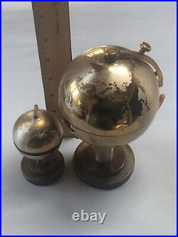 World Globe Cigarette Dispenser & Lighter Set Gold Tone Mid Century Vintage