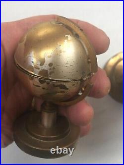 World Globe Cigarette Dispenser & Lighter Set Gold Tone Mid Century Vintage