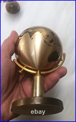 World Globe Cigarette Dispenser & Lighter Set Gold Tone Mid Century Vintage