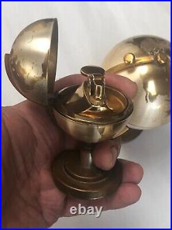 World Globe Cigarette Dispenser & Lighter Set Gold Tone Mid Century Vintage