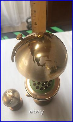 World Globe Cigarette Dispenser & Lighter Set Gold Tone Mid Century Vintage