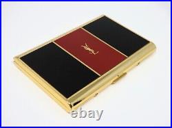 YVES SAINT LAURENT YSL Logo Vintage Cigarette Holder Card Case Gold Black Red