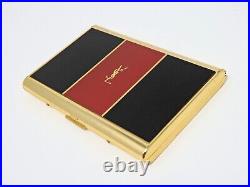 YVES SAINT LAURENT YSL Logo Vintage Cigarette Holder Card Case Gold Black Red